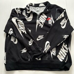 USED NIKE MENS 1/4 ZIP BLACK WHITE SWEATSHIRT